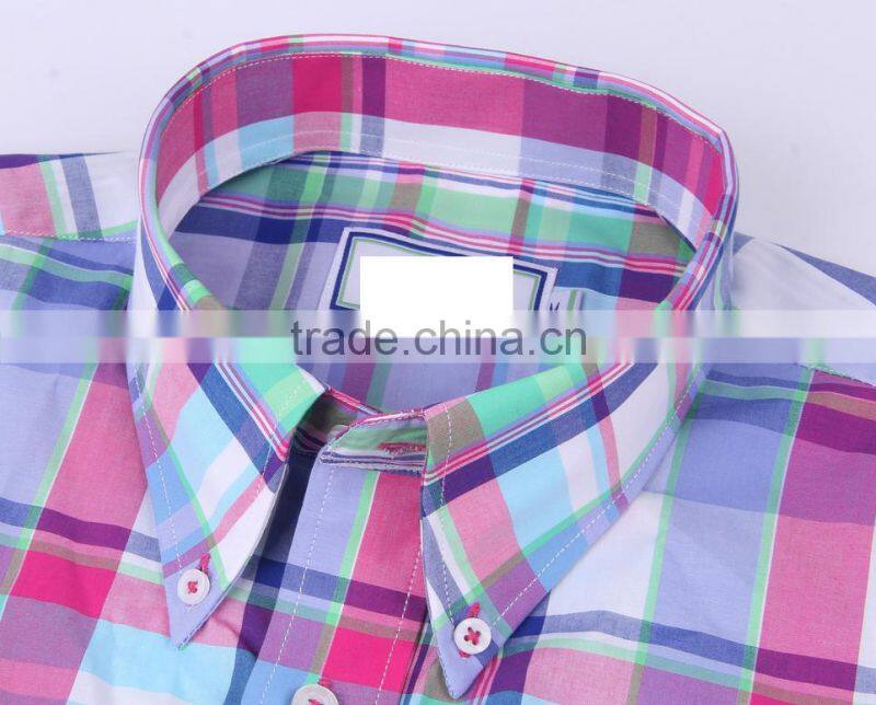 2017 latest fashion plaid long sleeve button-down collar casual shirt for men