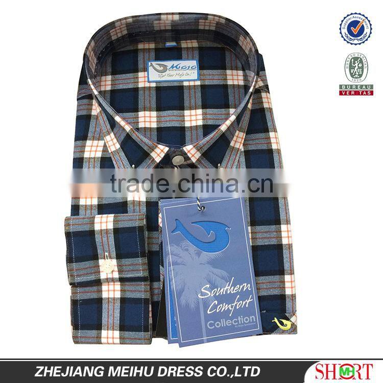 2016 High quality Custom men big check flannel shirt , men plaid casual shirt