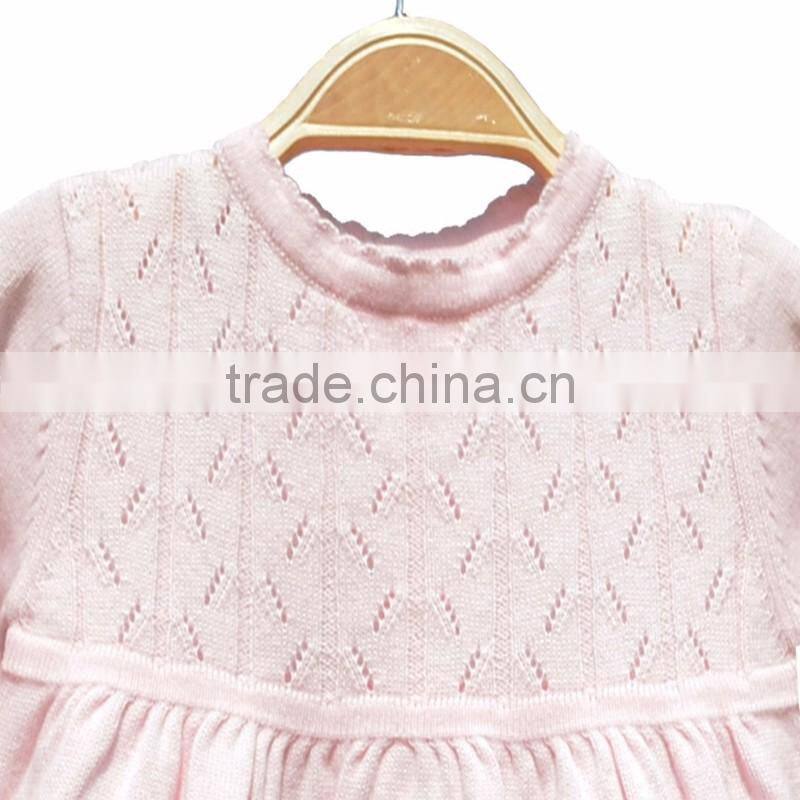 Round Neck Cardigan Cotton Knitting Baby Girl Sweater Dress