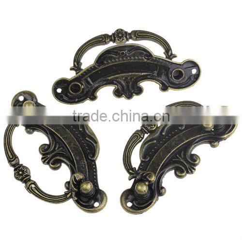 Antique Bronze Pattern Carved Jewelry Cabinet Cupboard File Fancy Cabinet Box Handle Drawer Pull