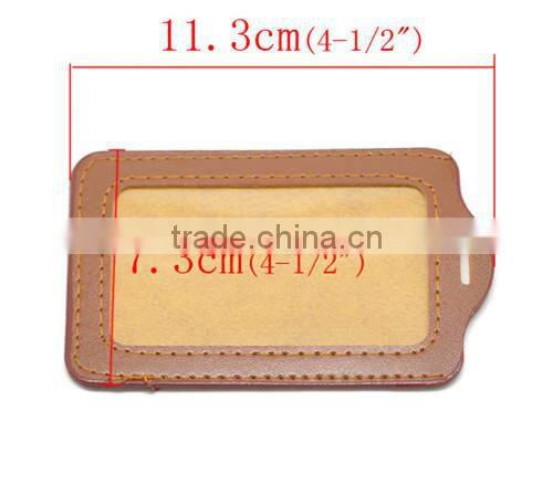 Coffee Vertical Leatheroid ID Card Badge Holders 11.3cm x 7.3cm