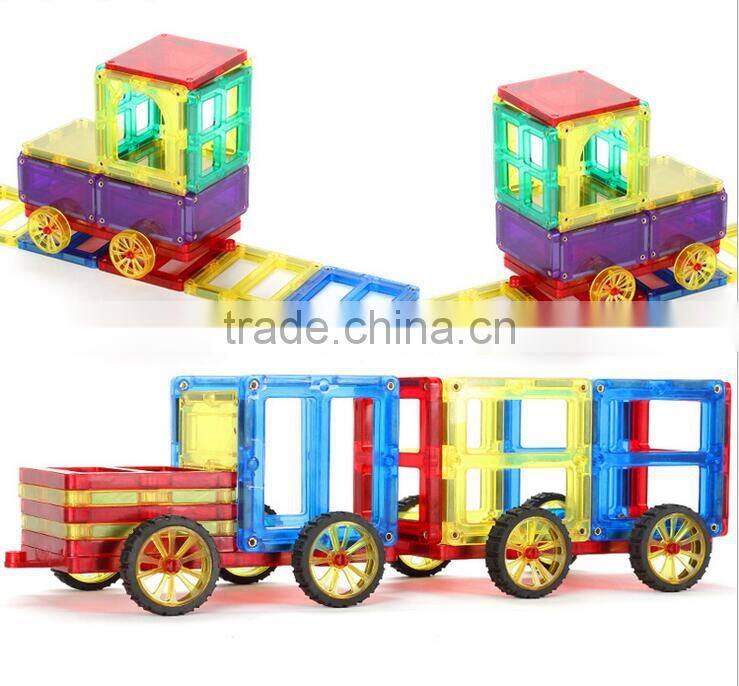 Children's plastic construction blocks with colors megnetic slice puzzle toys for kids