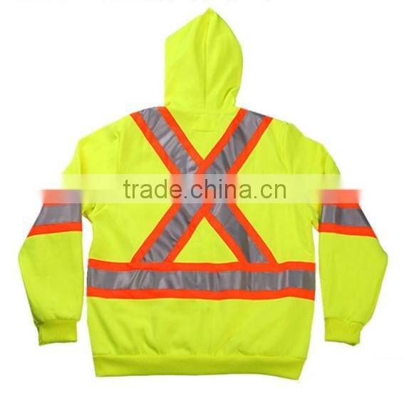 2016 Custom Made no drawstring hoodie sweatshirt with reflective striping