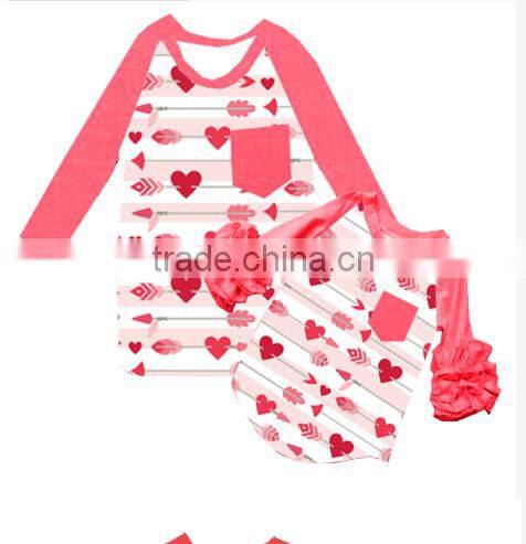 Boutique Children Feather Triple Ruffle Raglan sleeve baby Icing Raglan Shirts