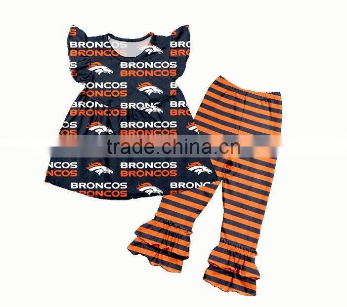Halloween style boutique baby girl clothing dress no sleeves with ruffle pants designed for pretty girl kids clothing set
