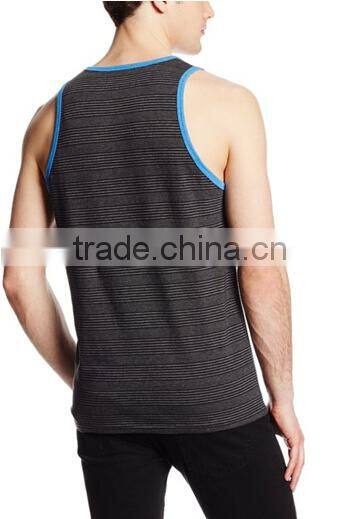 2015 wholesale men's comfortable bodybuliding Stripe jersey tank top in bulk XYT-1902