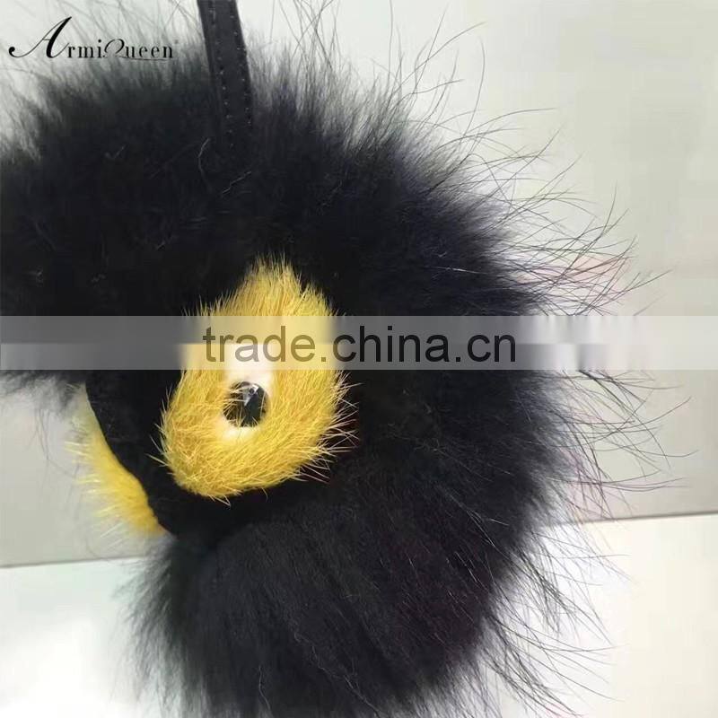 High quality fashion colorfur raccoon fur key chain accessories for bag