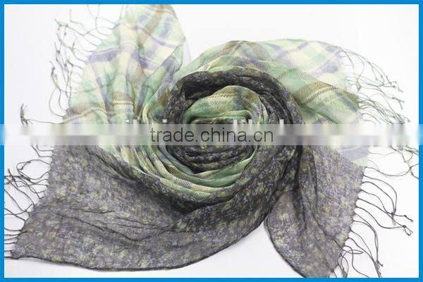 Wholesale new fashion floral and plaid printing scarf for dubai