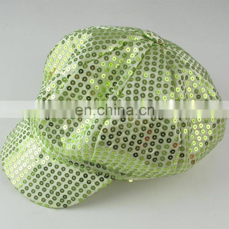 Hot sale fashion yellow paillette party cap and hat