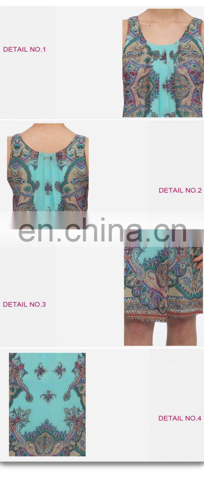 Chiffon Multi-color Ethnic Floral Print Lady Midi Dress