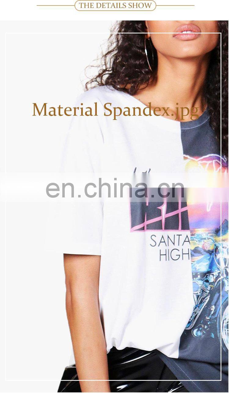 custom clothes oversized white women casual printed longline t shirt