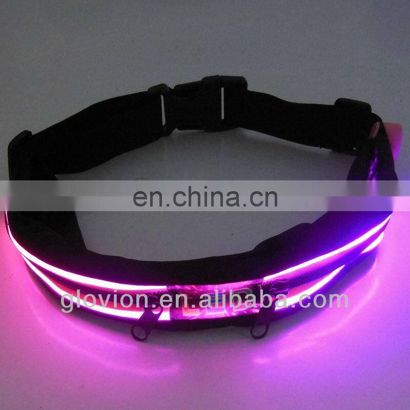 Newest Flashing led waistband led light zipper waistband glowing sports waistband