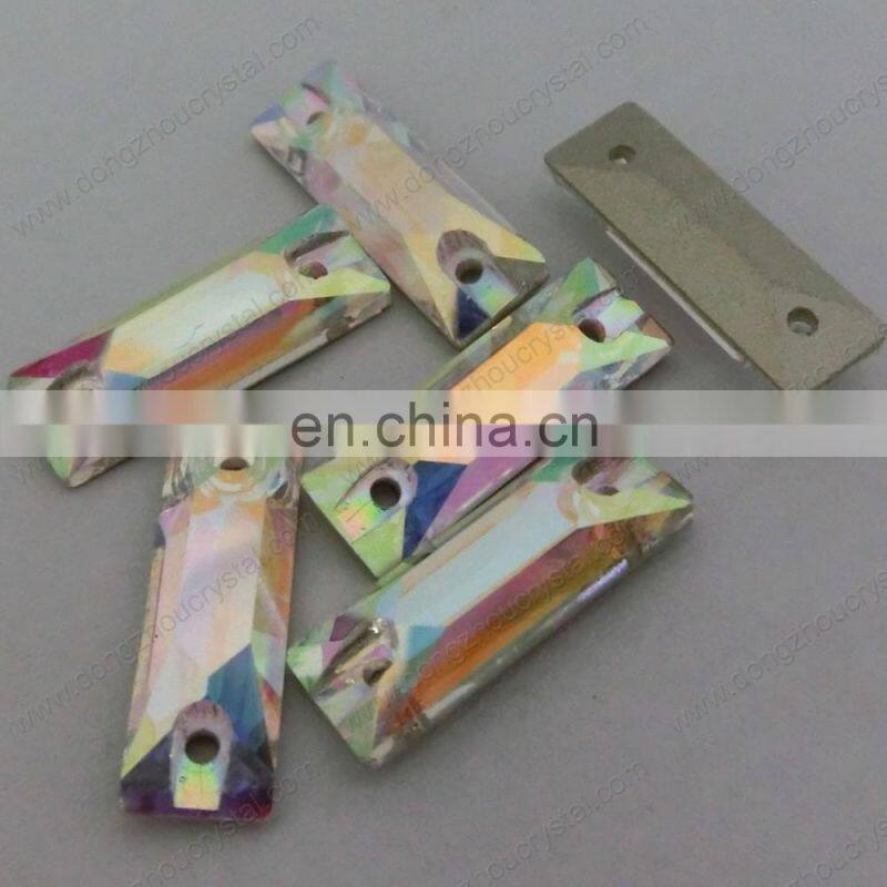 DZ-3061 rectangle flat back sew on crystals for clothing decoration