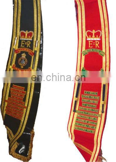 Bullion Embroidered Sashes | Cerimonial Sashes | Military Band Ceremonial Sash | Hand Embroidered Ceremonial Sashes