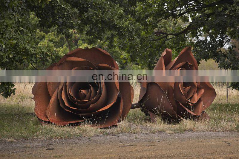 Realistic Rose Corten Steel Sculpture