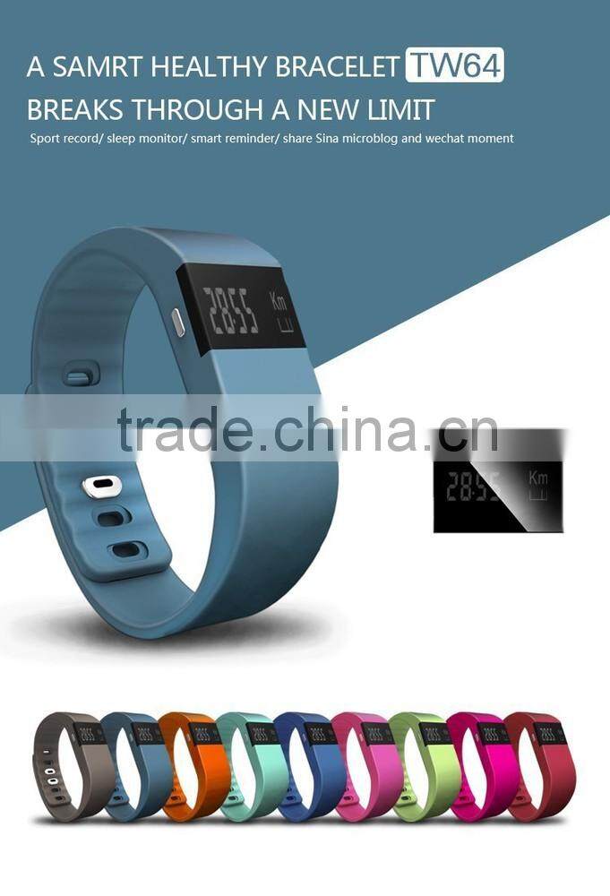 Pedometer/Distance/Sport time/Calorie/Sleep monitor/in call remider/Sandentary reminder/BMI LC- tw64 Smart Bracelet