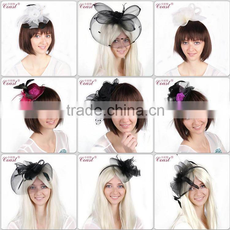 black decorative mini top party hats for girls