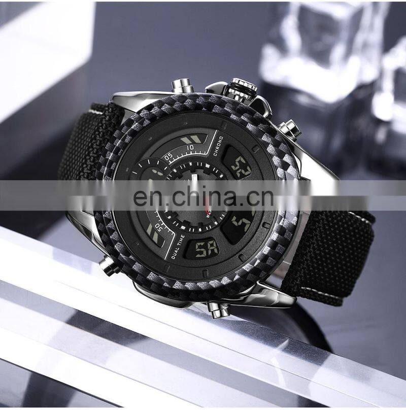 SMAEL 1369 Men's Fashion&Casual Watch Quartz+Digital Movement Nylon Band Business Watch Alarm Date Week