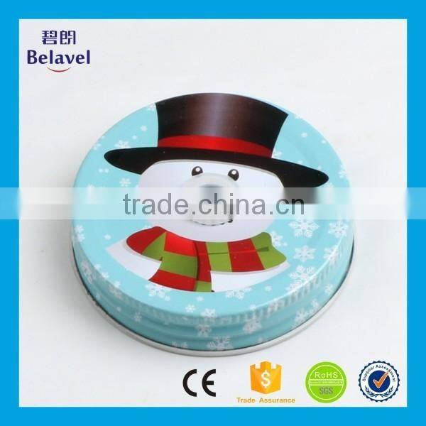 Promotional Christmas design screw tin cap custom metal mason jar lid