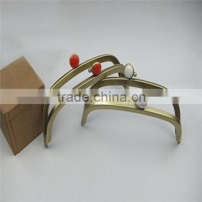 16*6.5cm antique brass metal purse frames red kiss clasp