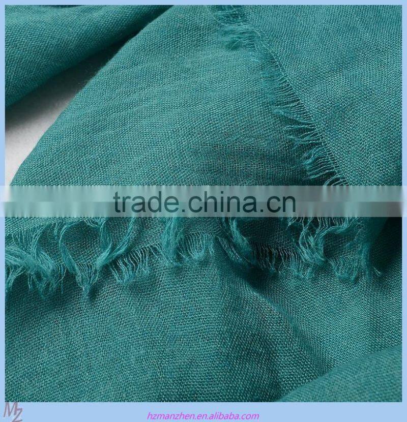 2015 fashion Pure color Polyester linen scarf