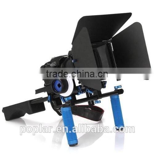Poplar DSLR Shoulder PAD Support Mount Rig+Hand Grip+Follow Focus+Digital Matte Box M3 Video Movie Kit For DV HDV HD Camcorder D