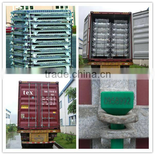 Warehouse folding metal wire mesh rigid wire containers