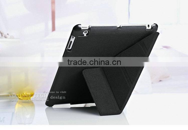 Hot New Promotional 4 Shapes Stand Design Magnetic PU Leather Crash-Proof Protective Case Cover for Ipad 2 3 4