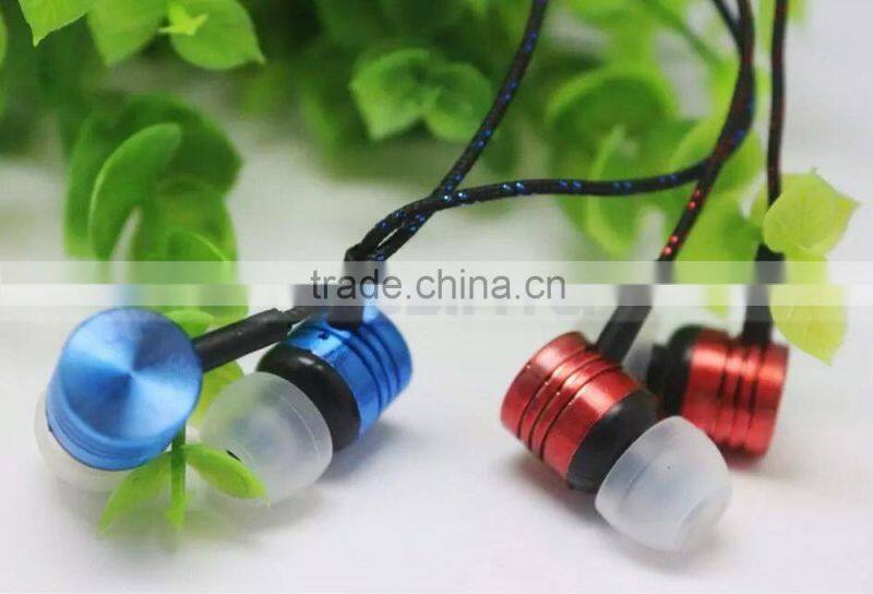 Cheap 1M Gold Red Green Silver Headphone Headset Braided Earphone with Mic For Mobile Phone