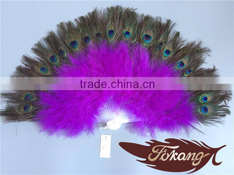 Orange Big Turkey Feather Marabou Hand Fan For Party Dance Decoration