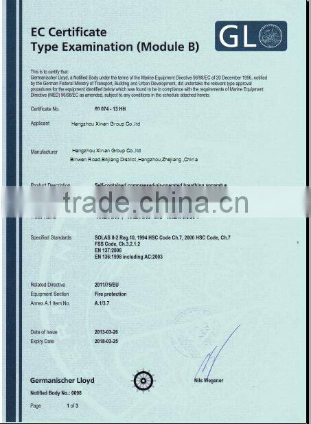 CCS APPROVED EC MED SOLAS life saving equipment TH/15EEBD Emergency equipment breathing device