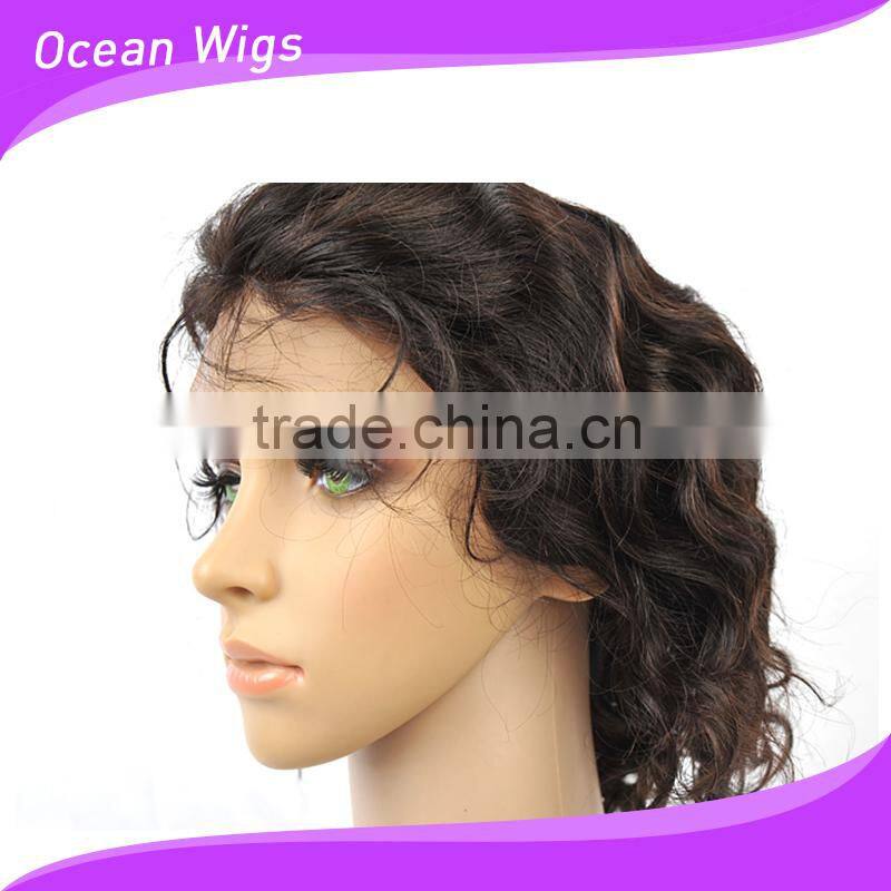 human hair lace wig, body wave, 10", natural color