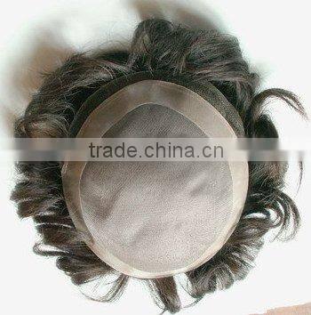 Top quality stock Indian human hair swiss lace base mens toupee