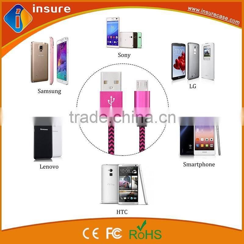 1M colorful nylon braided micro usb data cable with best price