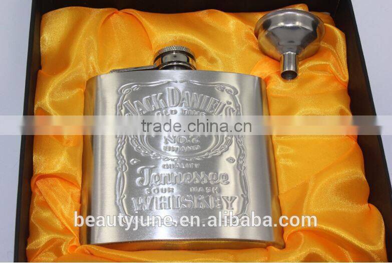 Potable 6oz Hip Flask Screw Cap Funnel Cap Stainless Drink Liquor Whisky Alcohol gifts water transfer printing