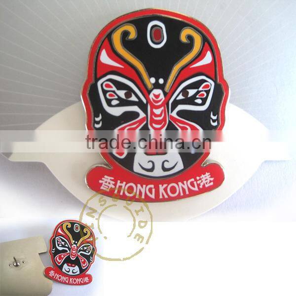 Customized Hongkong Facebook 2D Die-casting Plating Gold Badge Pin