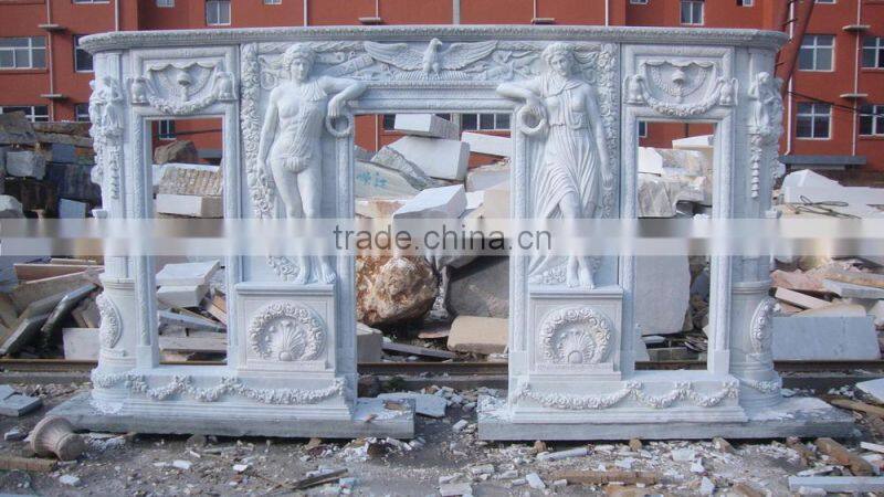 Yellow Child Angel Sculpture Antique Stone artificial fireplace mantel