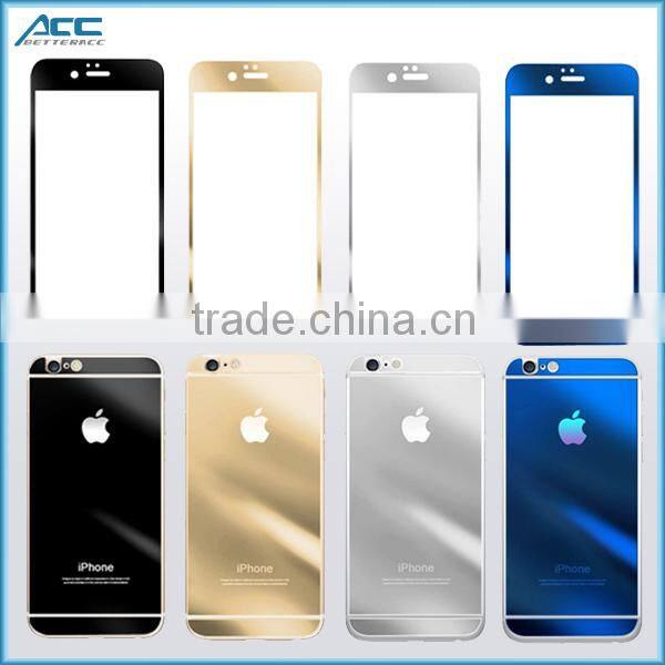 2015 new arrived hot selling factory cheap metallic plating color tempered glass screen protector for iPhone 6 6Plus