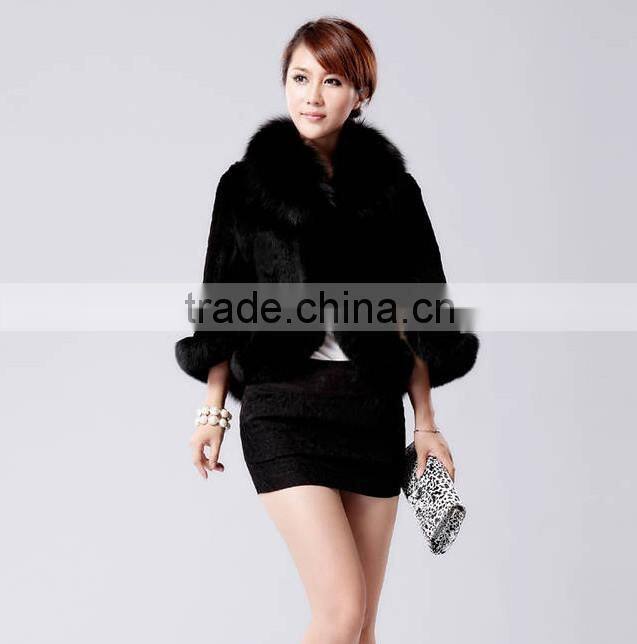 rex14027 2014 Wholesale New Fashion black Rabbit Fur Vest