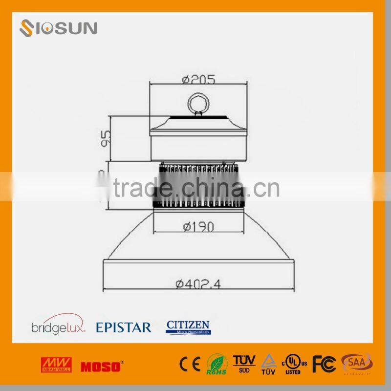 80W 5500 Lumen IP65 3000K Black SMD Housing LED High Bay Light