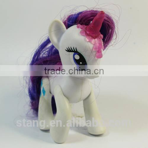 Children PVC Plastic Figure Toy.White Little Pony with Purple Tail.Popular and Hot Sale in 2014