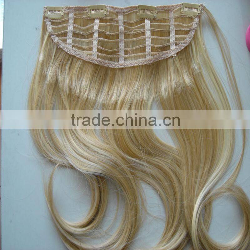 Blonde color clips in half wig