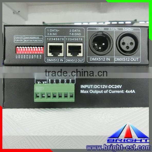 CE RohS approved dmx 512 rgb led controller,DC 12V-24V dimmer controller, LED lighting decoder DMX512