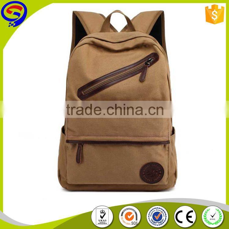 The Newest excellent quality khaki canvas backpack for college girls