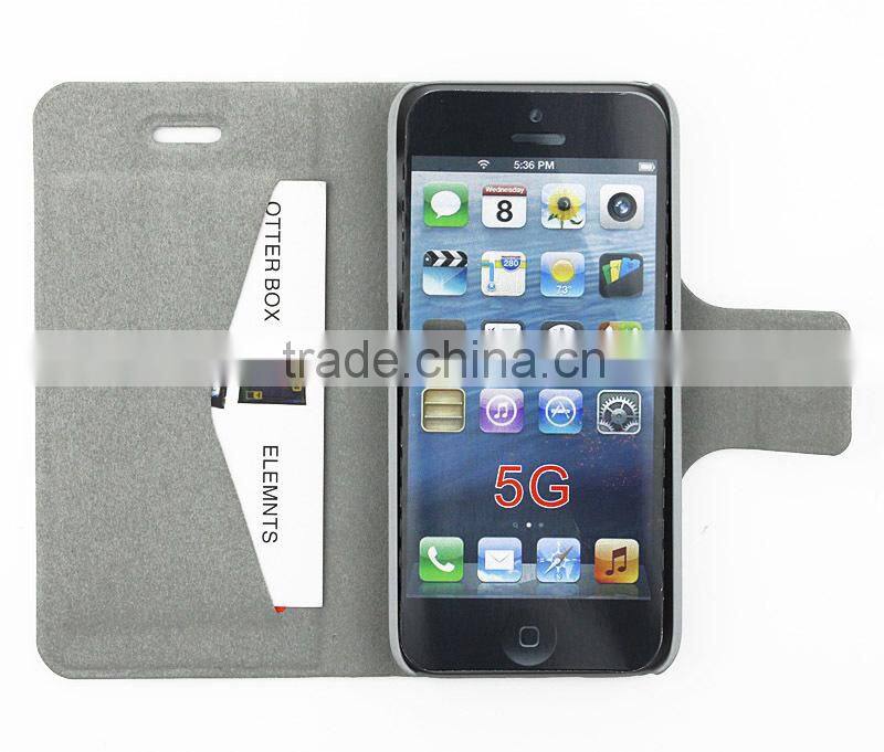 Popular stand leather wallet pouch case for iPhone 5G 5S