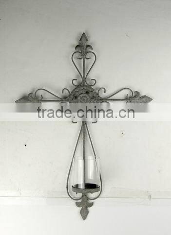 cross metal wall sconce