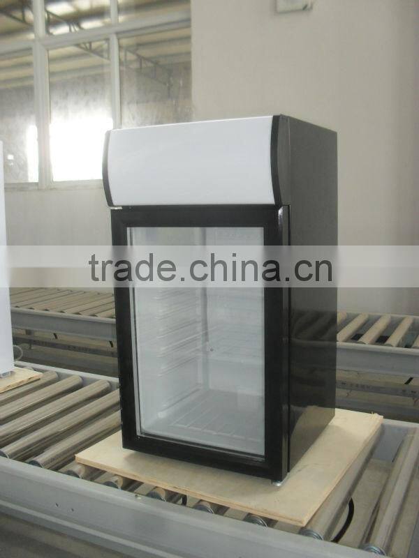mini fridge freezer cooler display freezer,60Liters,-25 - -18 centi degree,with lamphouse