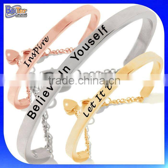 Custom Personalized Handwriting Word Charm Signature Bangle Bracelet