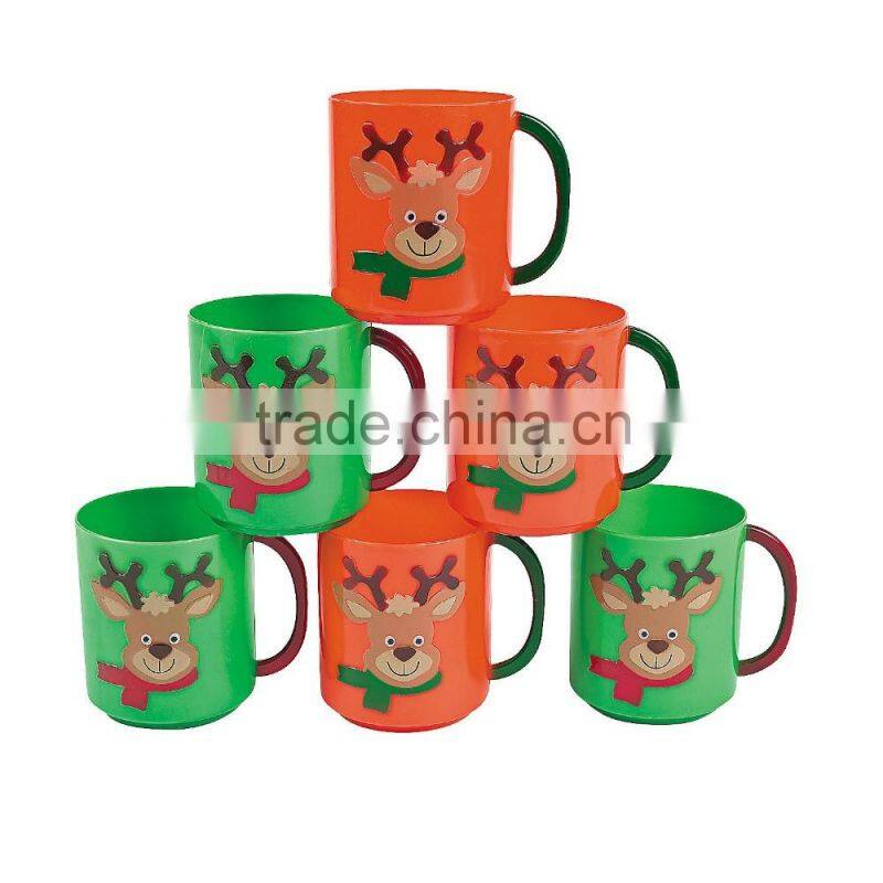 8 oz. 230ml Fashion Personalized Customized Party Drinking Cups with Handle Promotional Popular Plastic Snowman Mugs