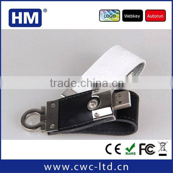 top selling beautiful gift logo embossing leather usb flash drive